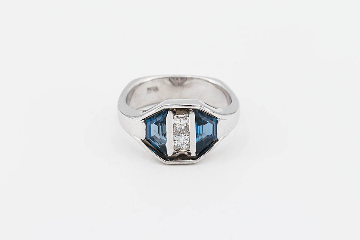 Valance Double Trap London Topaz and Diamond Ring – Precious Hammer ...